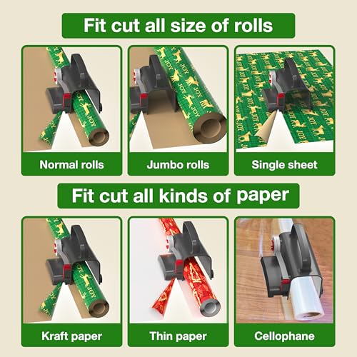 Wraprocut (2-Pack) Wheel Wrapping Paper Cutter & Tape - Image 6