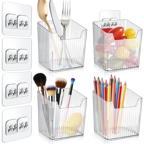 4 Pack Acrylic Wall Mount Organizer, Adhesive Cabinet Door - Image 2