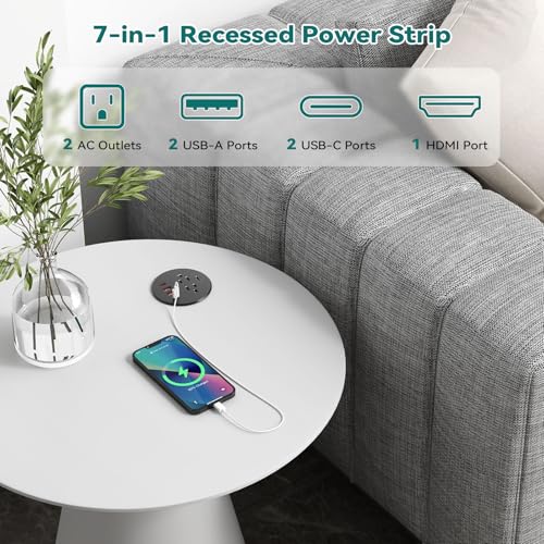 QBA Desk Power Grommet with HDMI, 35W USB-C Fast Charging - Image 5