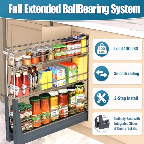 JOWBOOW 4 Inch Pull Out Spice Rack for 9 Inch Base Cabinet - Image 7