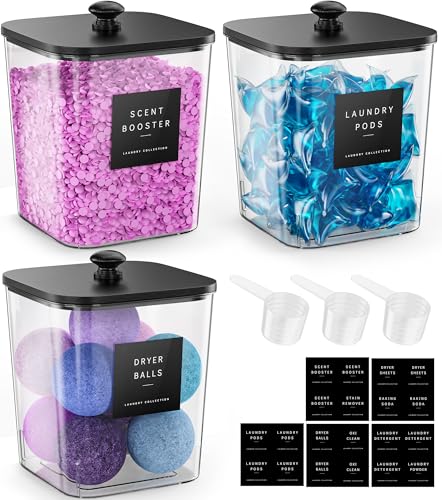 Moforoco 3 Pcs Laundry Pods Container, Clear Laundry Room - Image 2