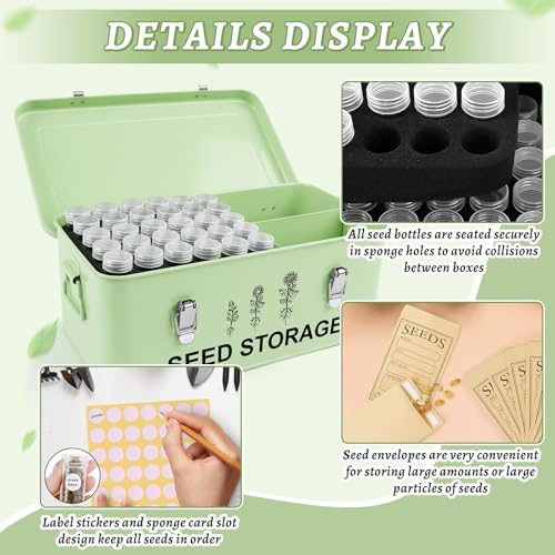 60Slots Seed Storage Organizer, Metal Seed Saving Box Seed - Image 7