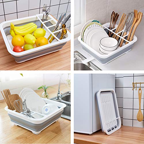 THANSTAR Collapsible Dish Drying Rack Portable Dinnerware Drainer - Image 3