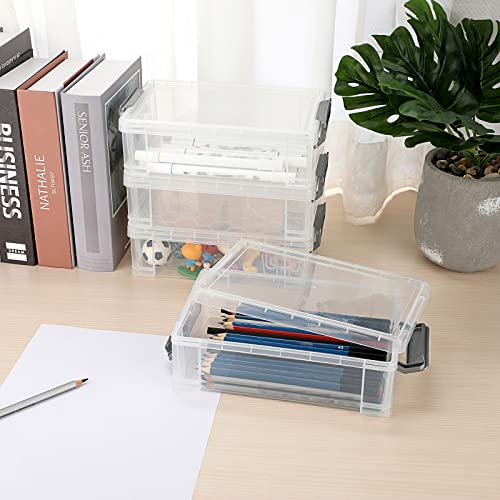 BTSKY 4 Pack Extra Large Plastic Pencil Box Stackable - Image 3