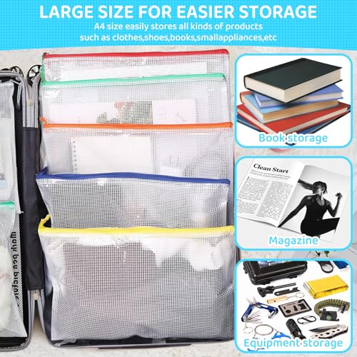 24pcs Mesh Zipper Pouch File Bags Puzzle Storage Bags, A4 - Image 6