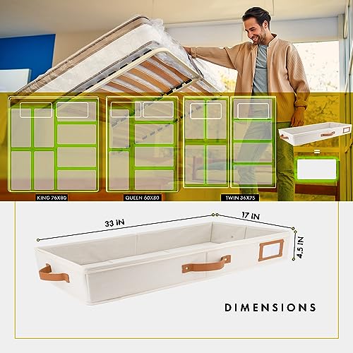 HOMELUX THEORY Under Bed Storage, Low Profile 2pc with Lid, Ivory - Image 3