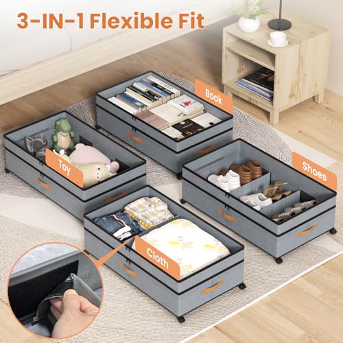Storage Box,Under Bed Storage with Wheels 72L XXL Under the Bed - Image 6