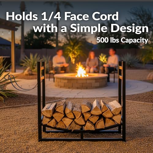 Sunnydaze 33" Indoor Firewood Rack with Kindling Log - Image 4