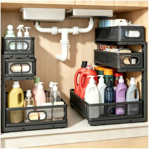 2 Pack Under Sink Organizer, 3-Tier Pull Out Cabinet | Under Sink Stor - Image 2