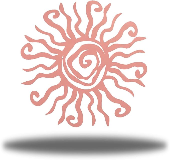 Riverside Designs Wacky Sun Metal Wall Art Indoor/Outdoor Decor - 12" Pink Rust Proof Wall Sculpture - Made in USA - Ideal for Bedroom, Garden, Home, Patio and Farmhouse