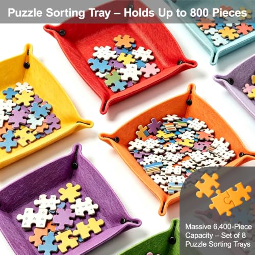 8 Pack Felt Puzzle Sorting Trays with 16 Puzzle Saver - Image 7