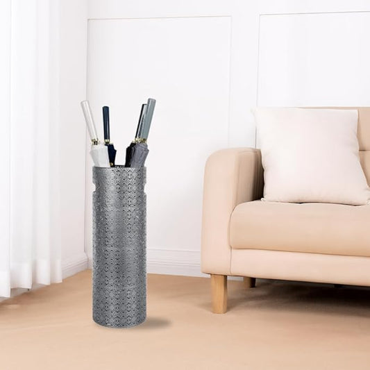 Concepts 21 inch Heavy Duty Metal Umbrella Stand - Durable Storage Holder for Umbrellas - Indoor and Outdoor Use - Stylish and Modern Organizer for Entryways. (Silver Lace)