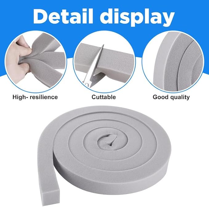 moonoom 4 Pcs Foam Air Conditioner Weatherseal Tape-1''x1''6.5ft Air Conditioner Foam Tape-Non-Adhesive Foam Seal Strip with Glue Point for Air Conditioner Door Window Seal