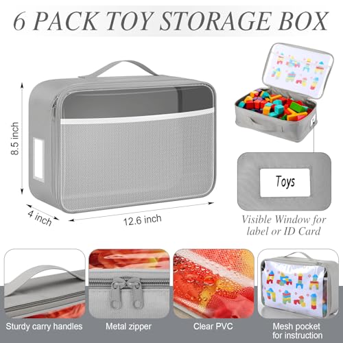Abbylike 6 Pack Toy Storage Bags, Clear Building Block Organizer - Image 3