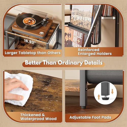 Record Player Stand with Vinyl Storage, Record Player - Image 7