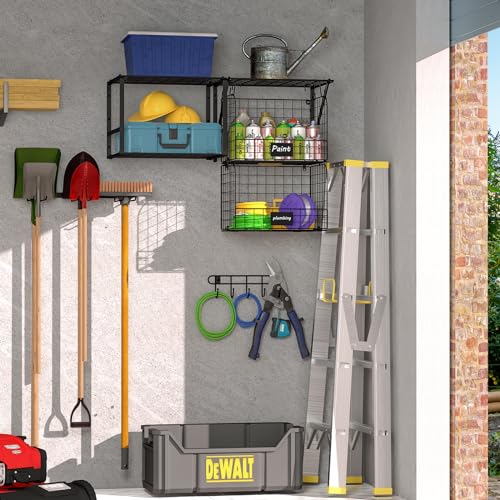 ThreeHio Garage Shelf Wall Mounted with Wire Baskets | All Products - Image 5