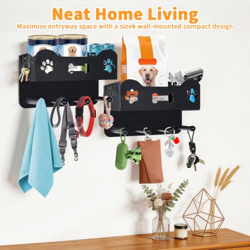 2 Pack Sturdy Wall Mount Dog Leash Holder with Solid Shelf - Image 6