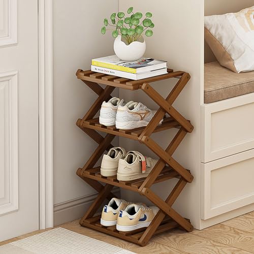 YYW Shoe Rack, Foldable Bamboo Shoes Shelf - Image 2