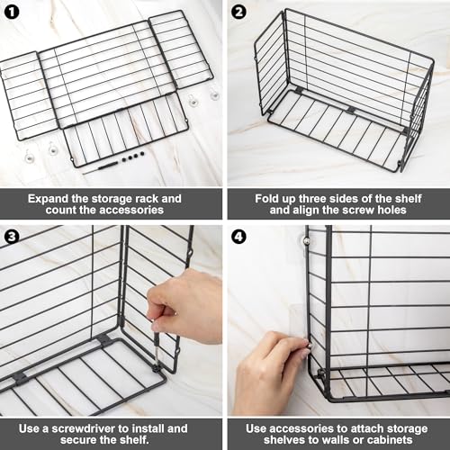 Lonian Wall Mounted Storage Basket, Black Metal Wire | All Products - Image 6