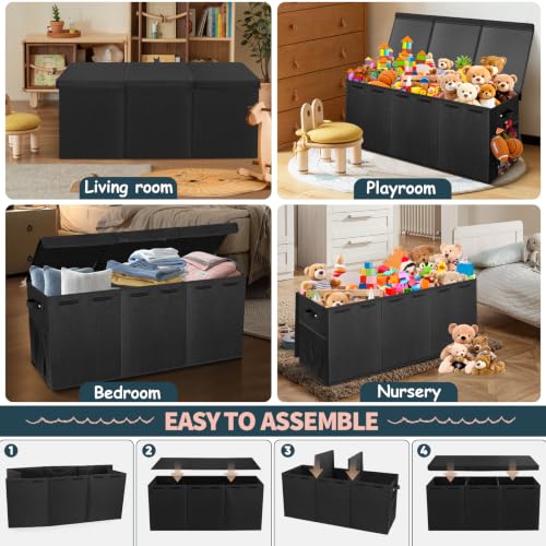 Extra Large Toy Box with Lids, Collapsible Storage Bin - Image 7