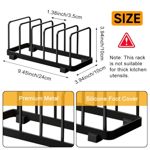 2 Pack Metal Dish Plate Rack Pot Lid Holder Kitchen Organizer - Image 3