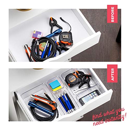 Seseno 25 PCS Clear Plastic Drawer Organizers Set, 4-Size - Image 7
