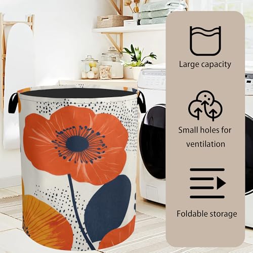 Modern Minimalist Red Flowers Foldable Canvas Laundry - Image 8