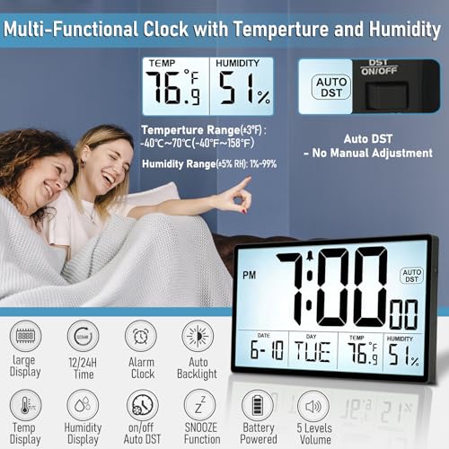 Adjustable Backlight 9'' Narrow Bezel Digital Wall Clock,Wall - Image 4
