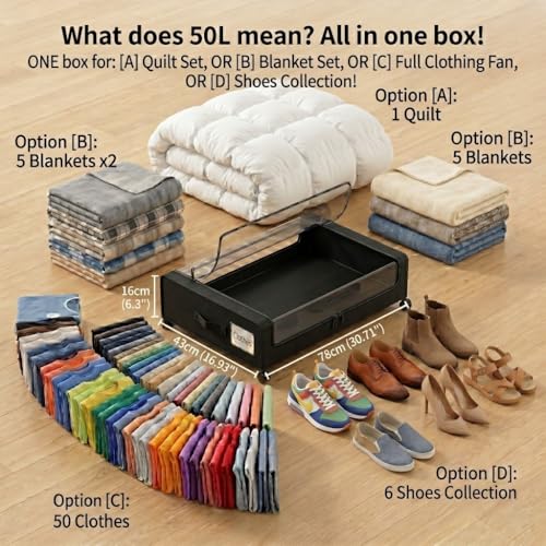 Under Bed Storage with Wheels, 2Pack 50L Organizer | Home Organization - Image 3