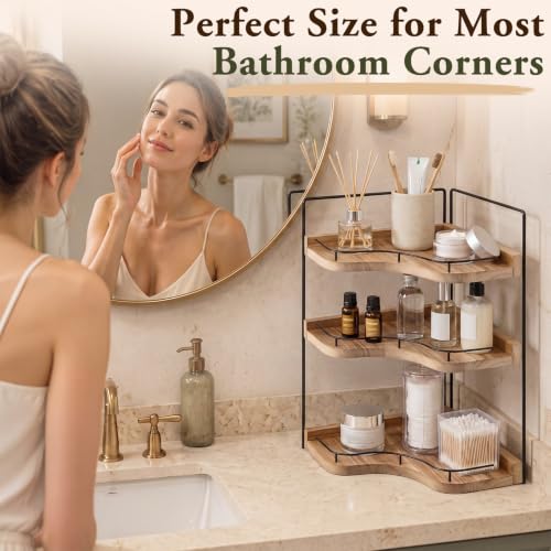 Ripeng 3 Tier Corner Bathroom Counter Organizer, Wooden Vanity - Image 4