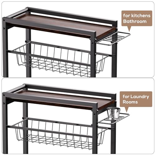 4 Tier Slim Rolling Storage Cart with Pull-Out Baskets, Narrow - Image 8