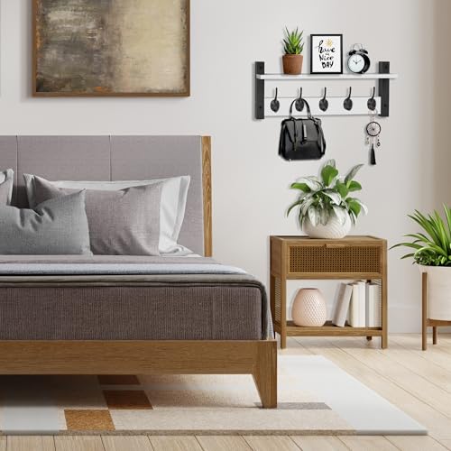 Sorbus Coat Rack Wall Mount with Shelf (White, 24 Inch) - Image 7
