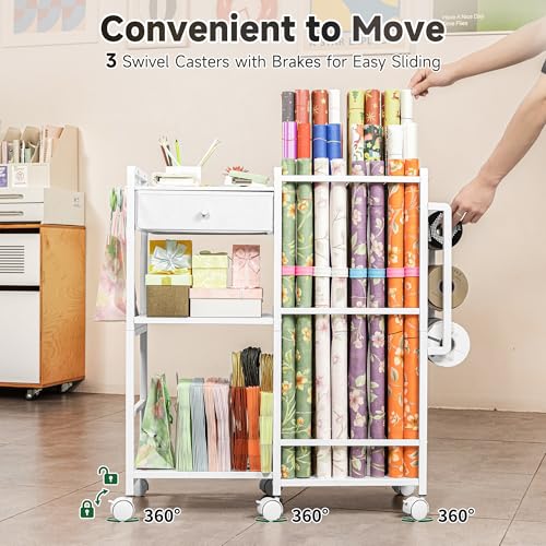 Wrapping Paper Storage, Rolling Gift Wrap Station - Image 7