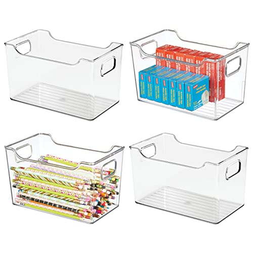 mDesign Deep Plastic Office Storage Bins with Handles - Image 2