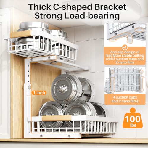 PXRACK Under Sink Organizer, Adjustable Height, 2 Ti | Under Sink Stor - Image 7