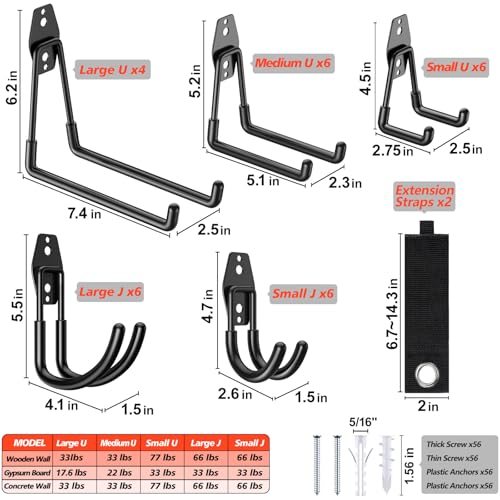 30-Pack Heavy Duty Garage Hooks for Storage & Hanging Items - Image 3