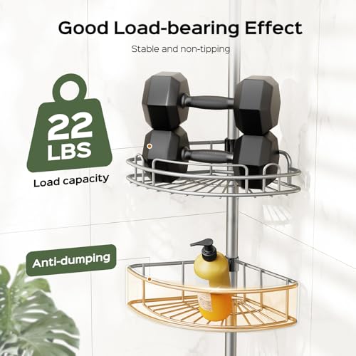 HAMITOR Corner Shower Caddy Tension Pole 4 Tier Rust | All Products - Image 7