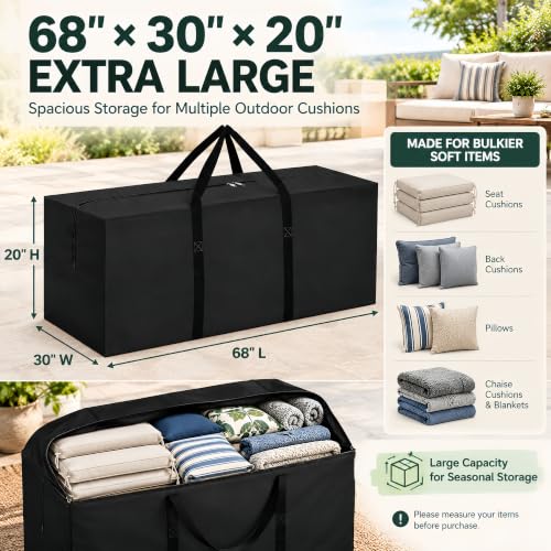 Outdoor Cushion Storage Bag, Extra Large Patio Cushion Bag - Image 3