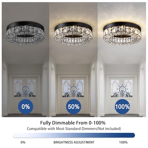 MEXO Crystal LED Flush Mount Ceiling Light Fixtures Modern Black - Image 5