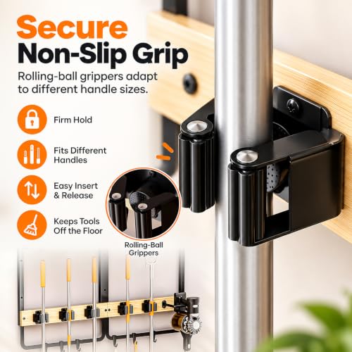 Broom Holder Wall Mount, Mop Organizer with Cleaning Tools - Image 5