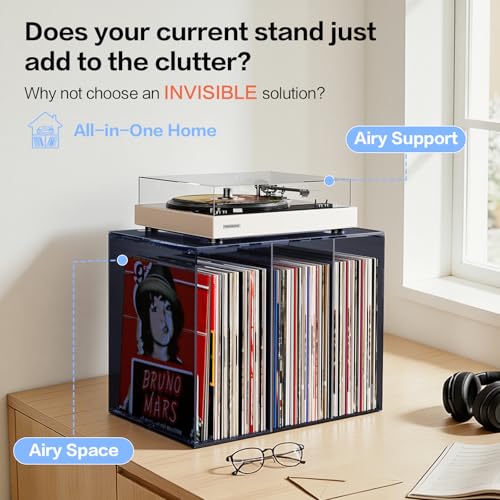 Bikoney Vinyl Record Storage,Stackable Cube Acrylic Vinyl - Image 4