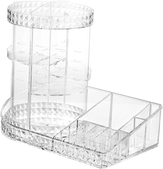 Vaguelly Acrylic Makeup Organizer Rotating Cosmetic Perfume Storage Rack for Vanity Desk Dresser Organizer