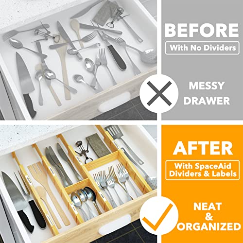 SpaceAid Bamboo Drawer Dividers with Inserts and Labels, Kitchen - Image 3