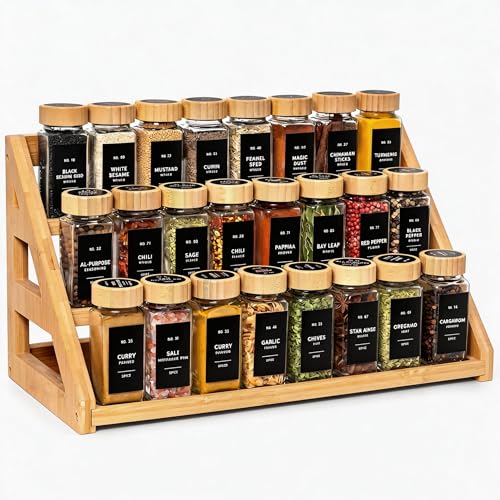 Bamboo Spice Rack - 3 Tier Spices Rack Kitchen Cabinet - Image 2