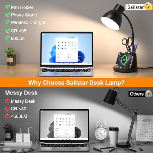10W Wireless Charging LED Desk Lamp with Pen Holder, | All Products - Image 7