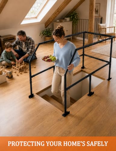 Attic Ladder Safety Railing, Adjustable 3-Sided Attic | Garage Storage - Image 6