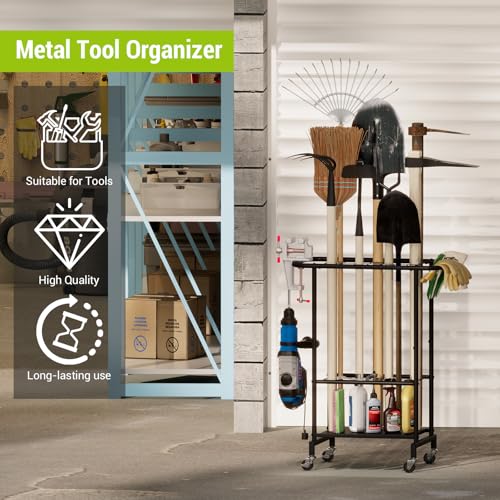3-Tier Garden Tool Organizer with Wheels, Garage Floor - Image 5