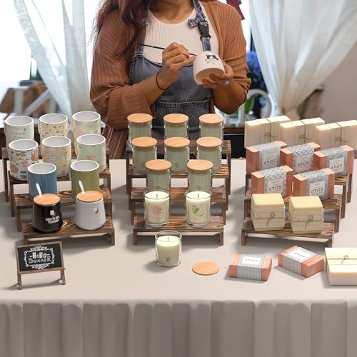 2 Set Wooden Tiered Risers Display Stands for Vendor - Image 5