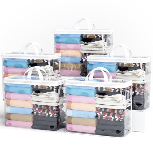 5PACK Plastic Clothes Storage Bag, 22L Clear Storage Bags - Image 2