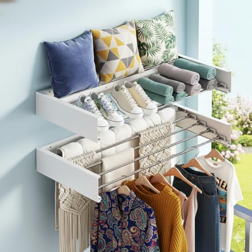 Wall Mounted Clothes Drying Rack Foldable 23.6" Laundry - Image 8